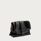 Small black suede and synthetic shoulder bag