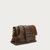 Small brown suede and synthetic shoulder bag