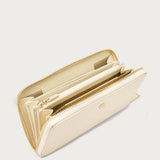 Women's beige Tumbled leather purse with zip