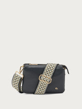 Small leather bag with fabric strap - Black | FRAU