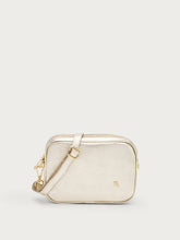 Small laminated leather bag with chain - Platinum | FRAU