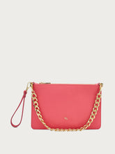 Leather clutch with chain - Fuchsia | FRAU