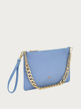 Leather clutch with chain - Denim | FRAU