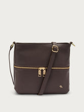 Leather bag with animal-print strap - Chocolate | FRAU