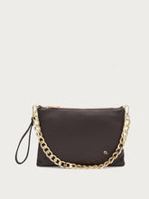 Leather clutch with chain - Sand | FRAU