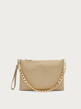 Leather clutch with chain - Sand | FRAU