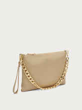 Leather clutch with chain - Sand | FRAU