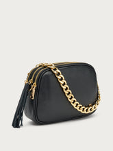 Medium leather bag with chain - Black | FRAU