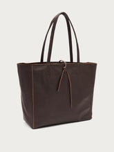 Soft leather shopping tote - Chocolate | FRAU