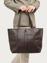 Soft leather shopping tote - Chocolate | FRAU