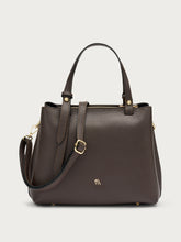 Medium tumbled leather handbag - Chocolate | FRAU