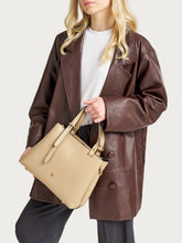 Medium tumbled leather handbag - Sand | FRAU