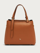 Medium tumbled leather handbag - Wood | FRAU