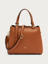 Medium tumbled leather handbag - Wood | FRAU