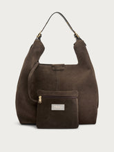 Soft suede tote bag - Dark Brown | FRAU