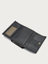 Tumbled leather tri-fold purse - Black | FRAU