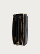 Tumbled leather purse with zip - Black | FRAU