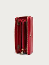 Tumbled leather purse with zip - Red | FRAU